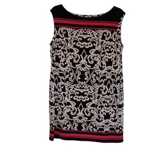 Jessica Howard 🔥DEAL Paisley print dress, black and white with fuchsia trim XXL